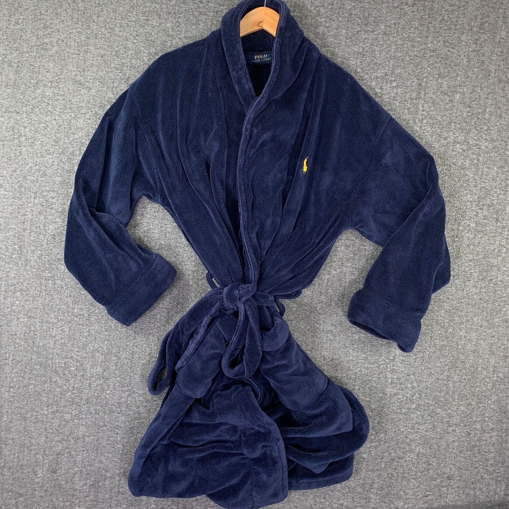 Polo Ralph Lauren Robe Men One Size Navy Cotton Blue Soft Flannel